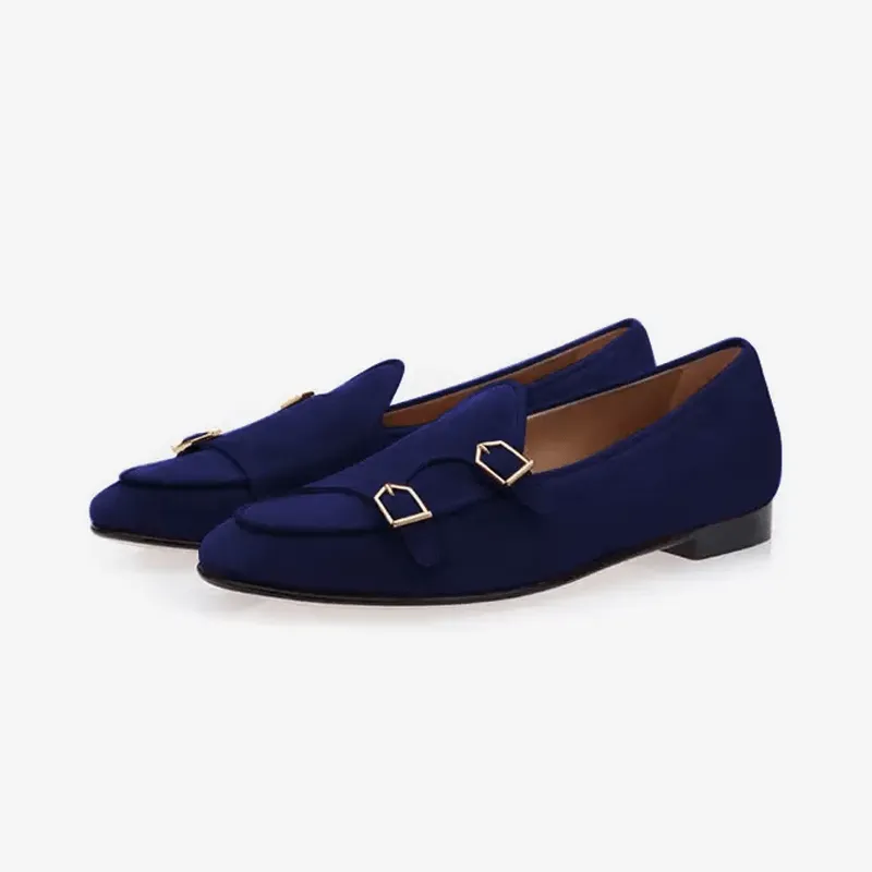 Suede Monk Strap Loafers