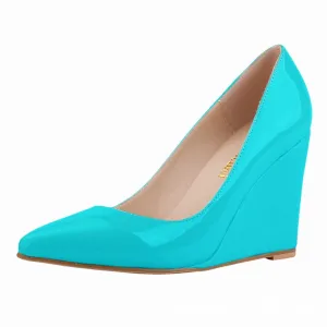 Sweet and Versatile Patent Leather Wedge Heels Shoes