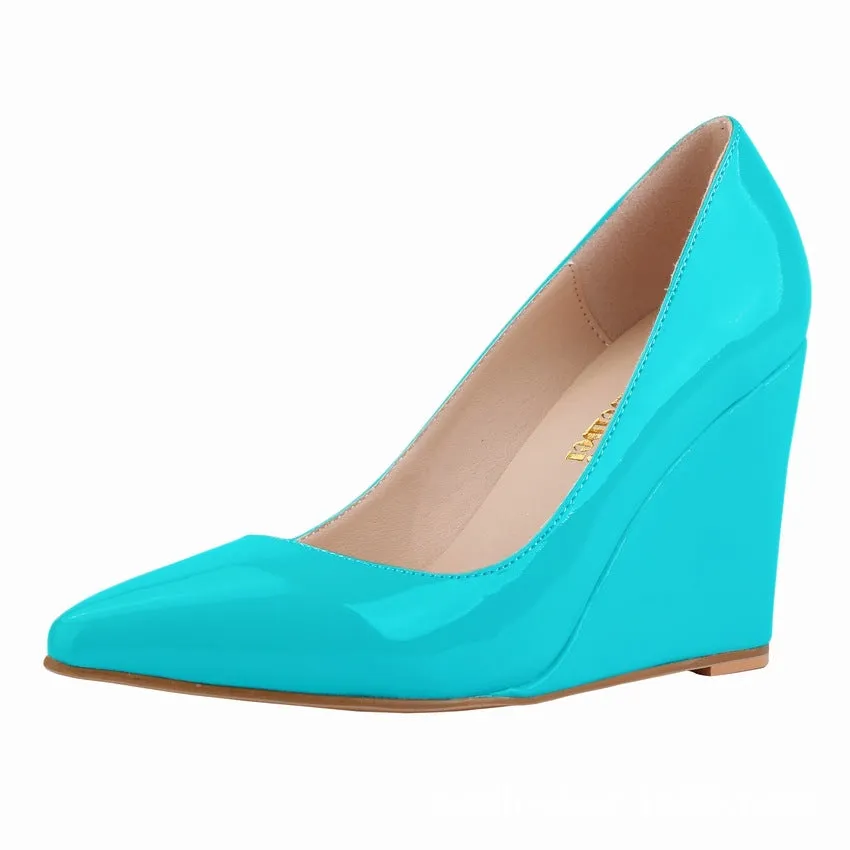 Sweet and Versatile Patent Leather Wedge Heels Shoes