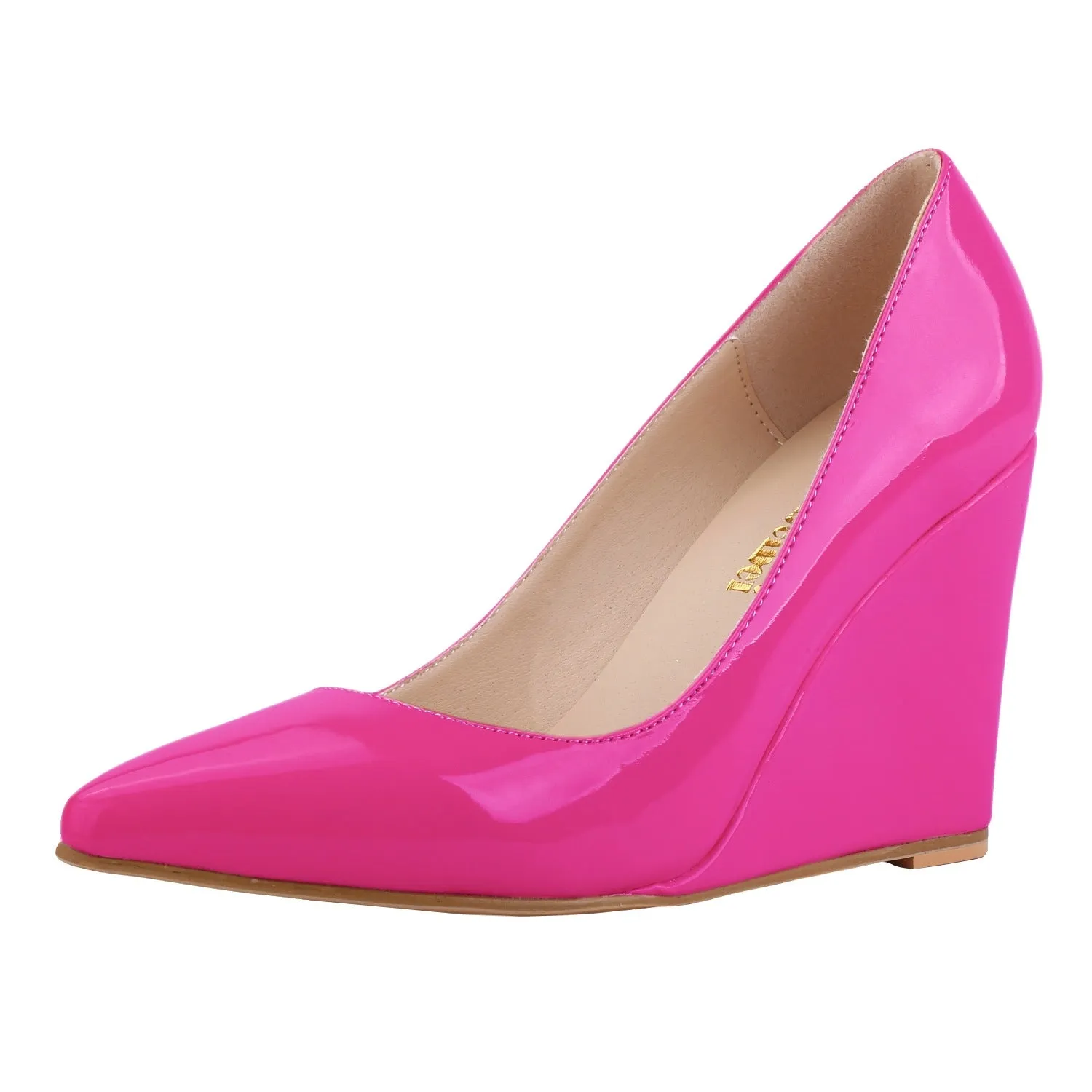 Sweet and Versatile Patent Leather Wedge Heels Shoes