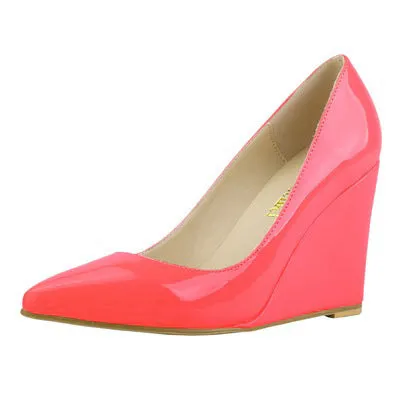 Sweet and Versatile Patent Leather Wedge Heels Shoes