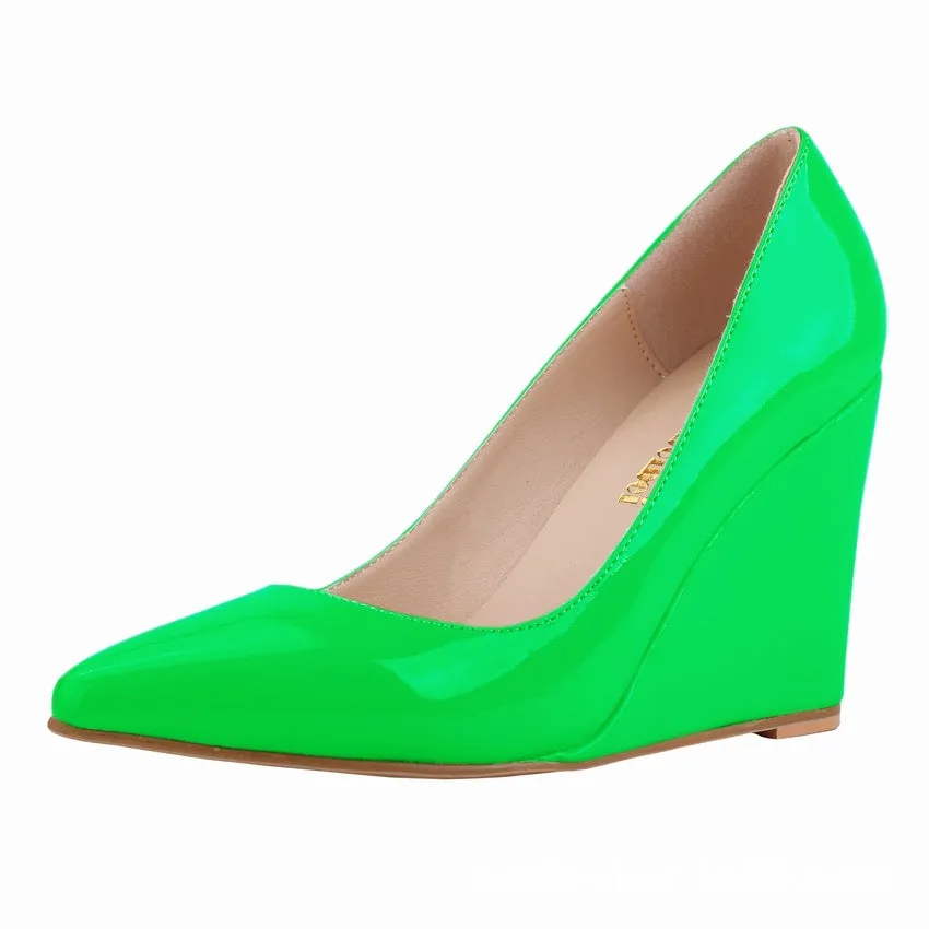 Sweet and Versatile Patent Leather Wedge Heels Shoes