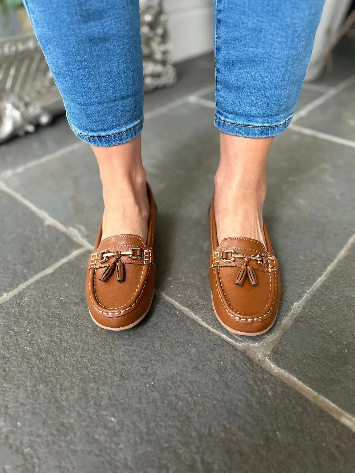 Tan Leather Tassel Loafer