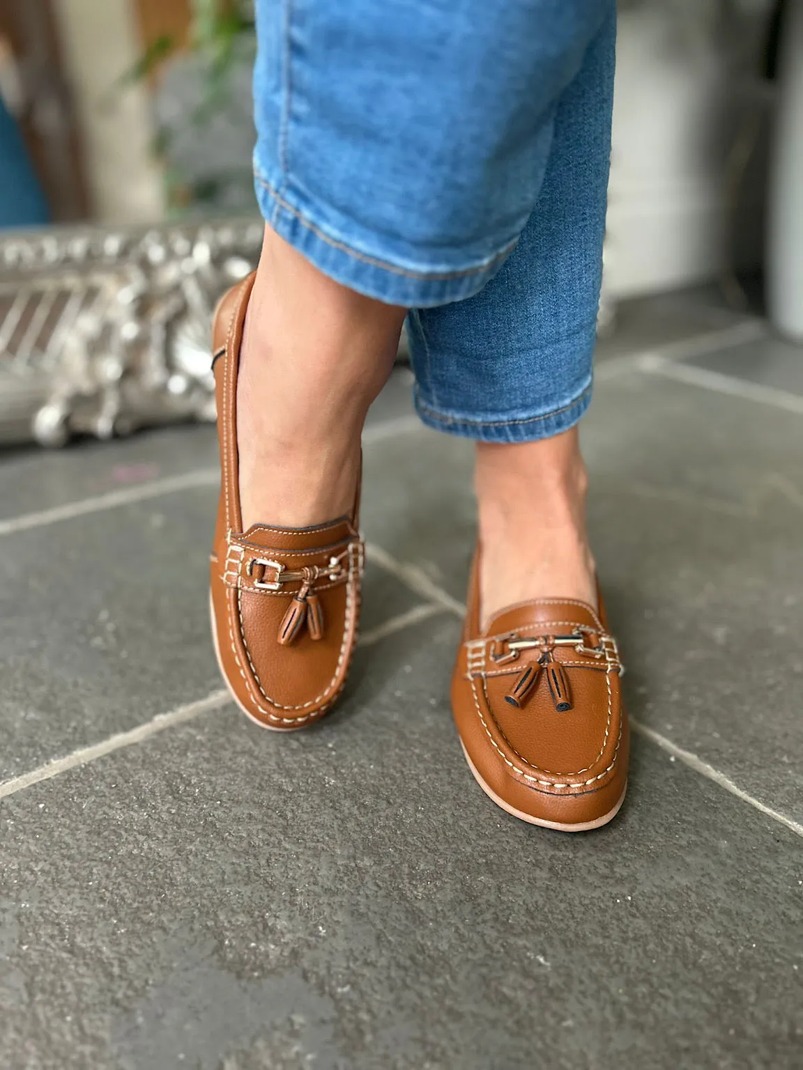 Tan Leather Tassel Loafer