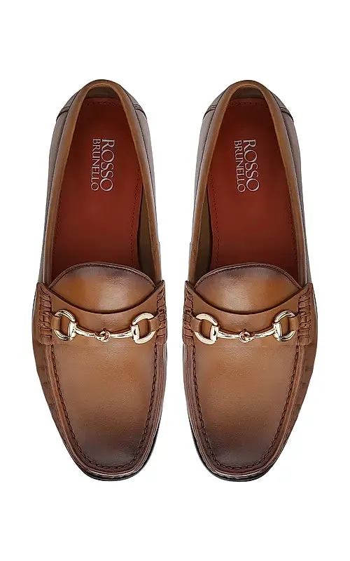 Tan Loafers With Metal Buckle