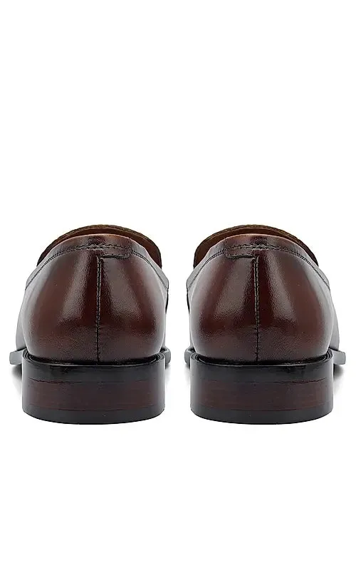 Tan Textured Leather Loafers