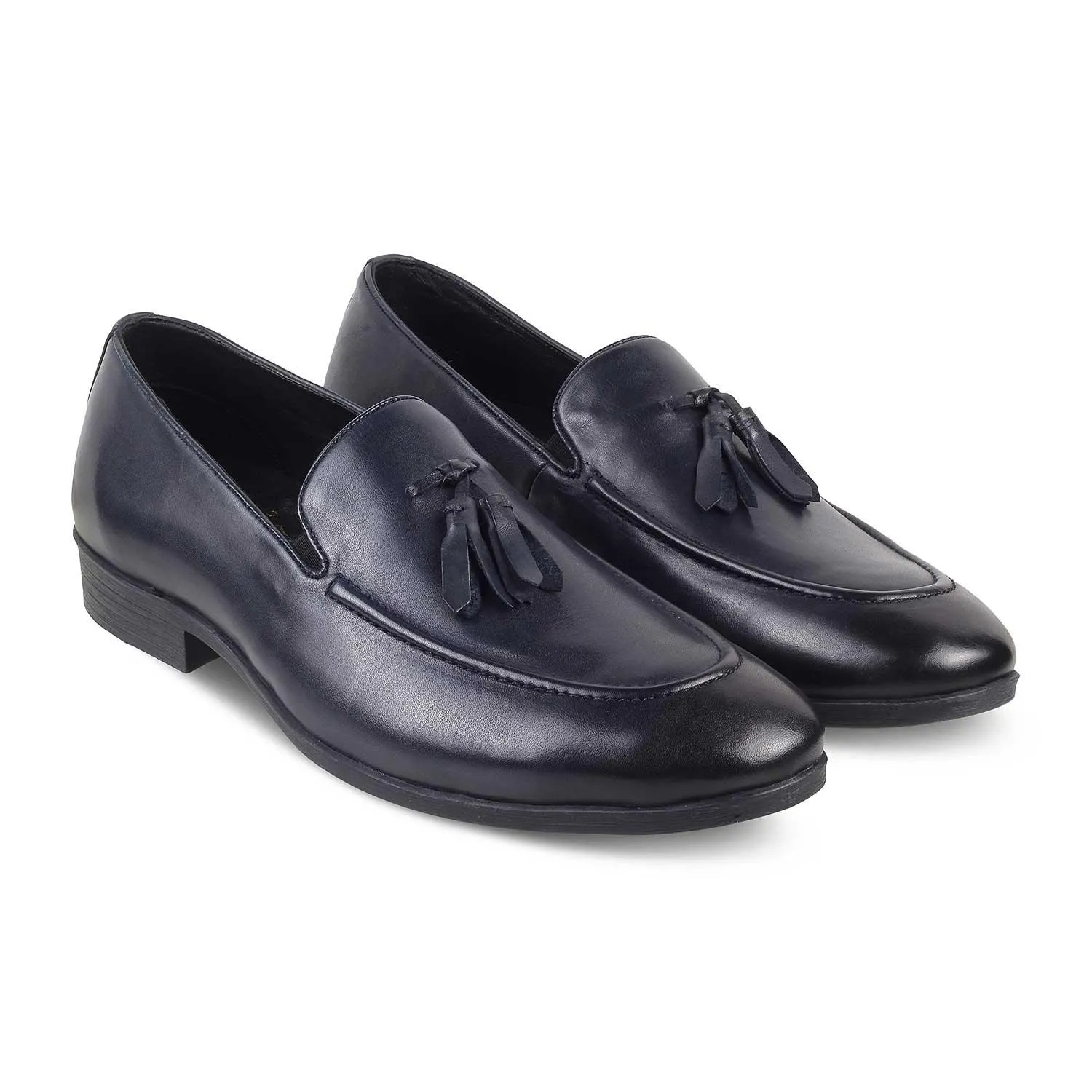 The Michan Blue Men's Leather Tassel Loafers Tresmode