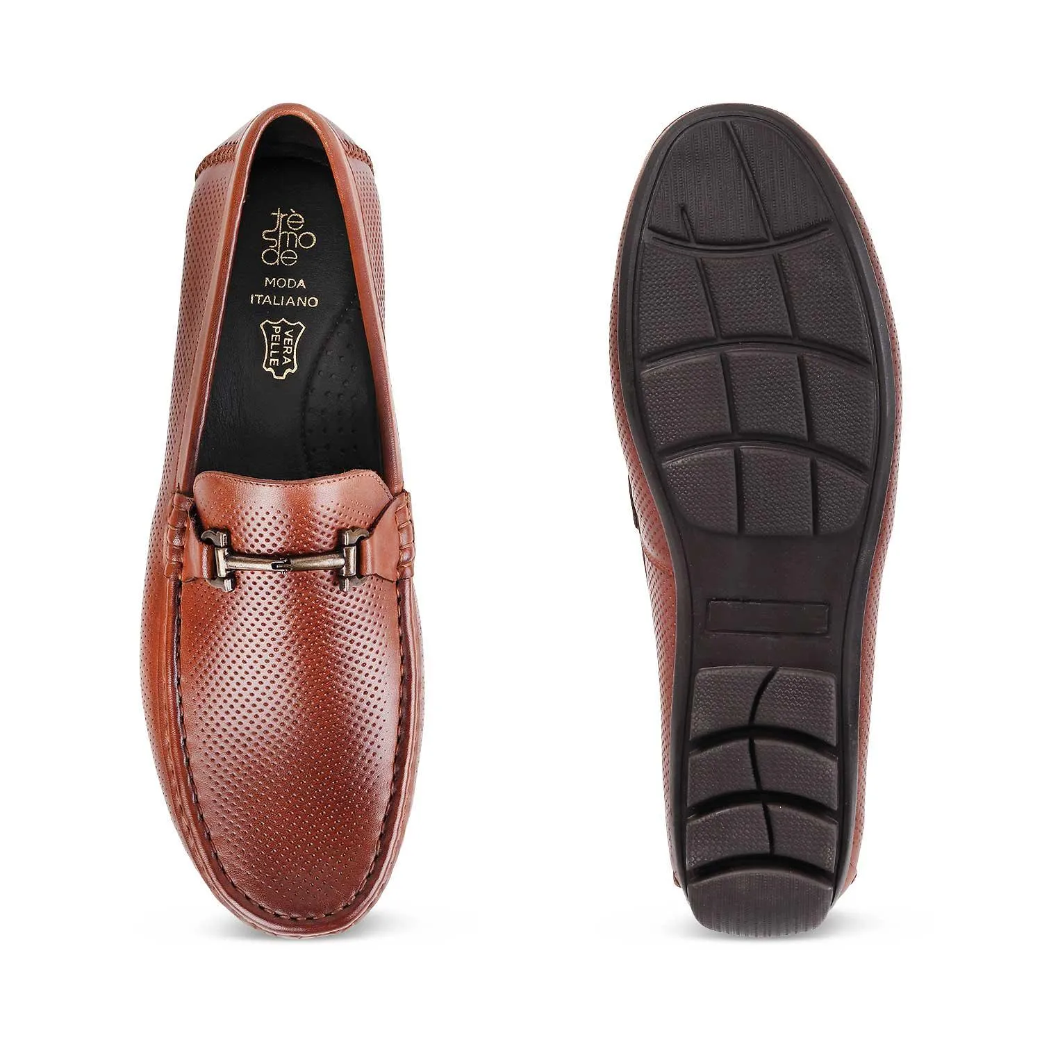 The Osteel Tan Men's Leather Loafers