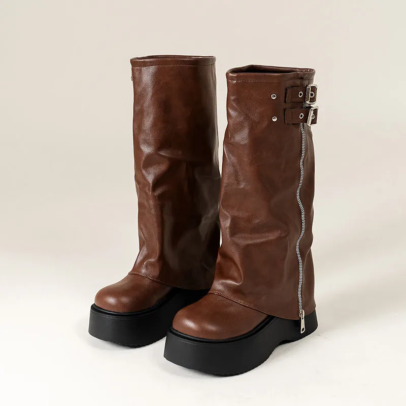 Tillbuy Platform Trouser Boots