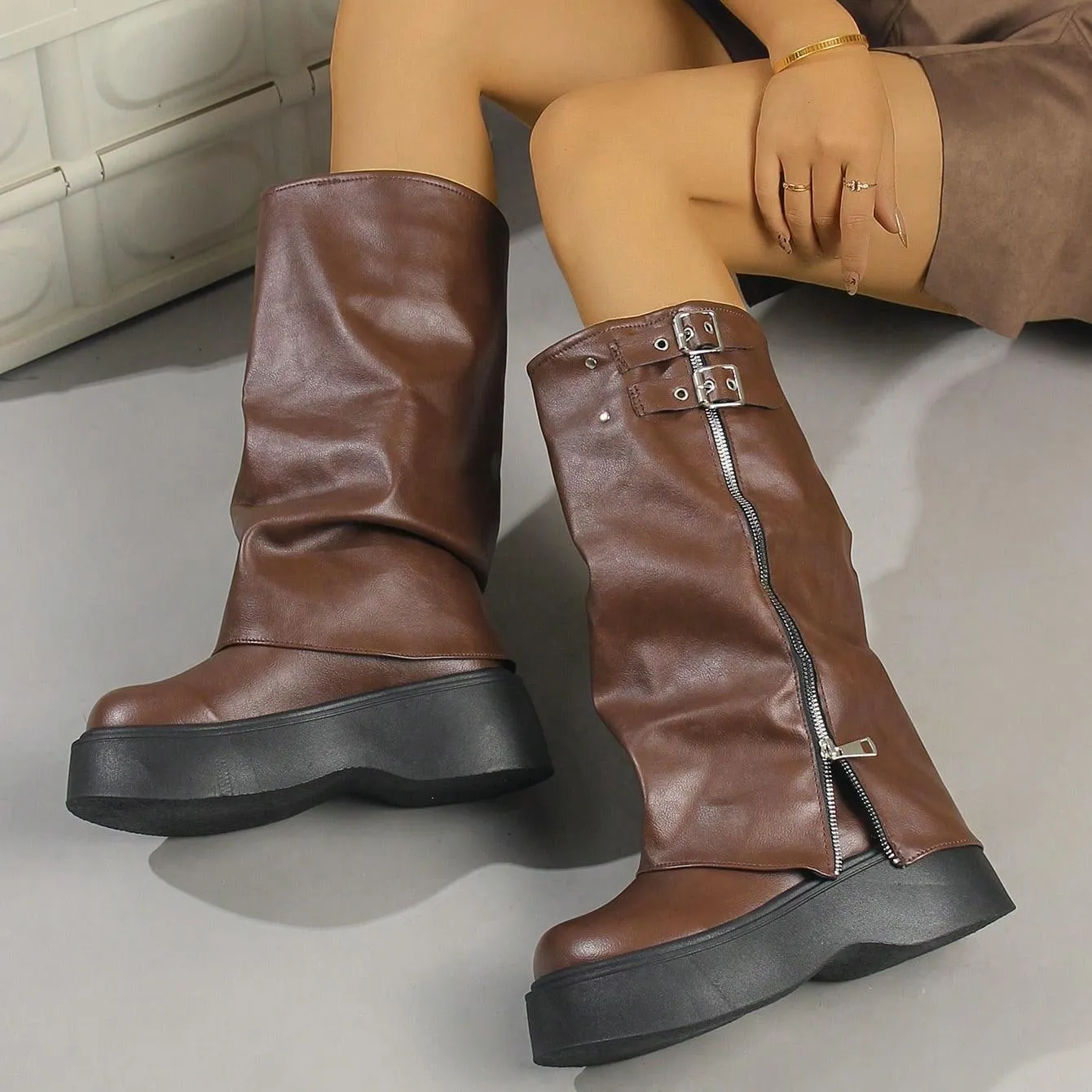 Tillbuy Platform Trouser Boots