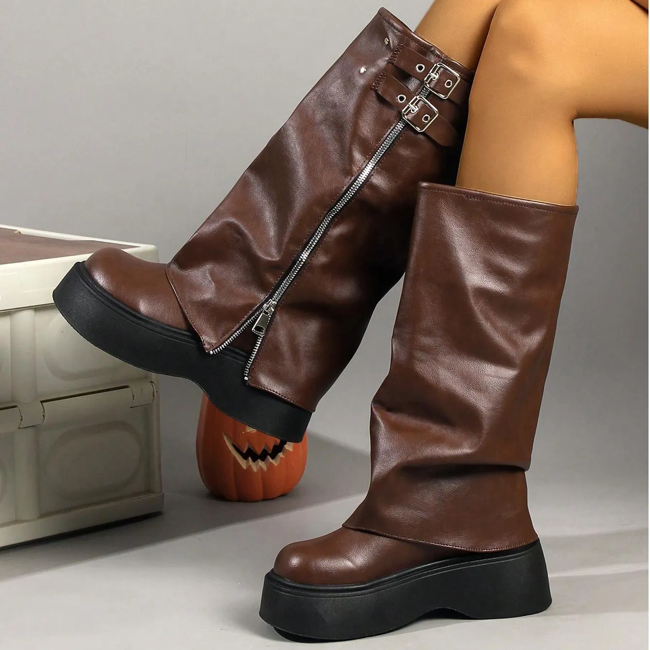 Tillbuy Platform Trouser Boots