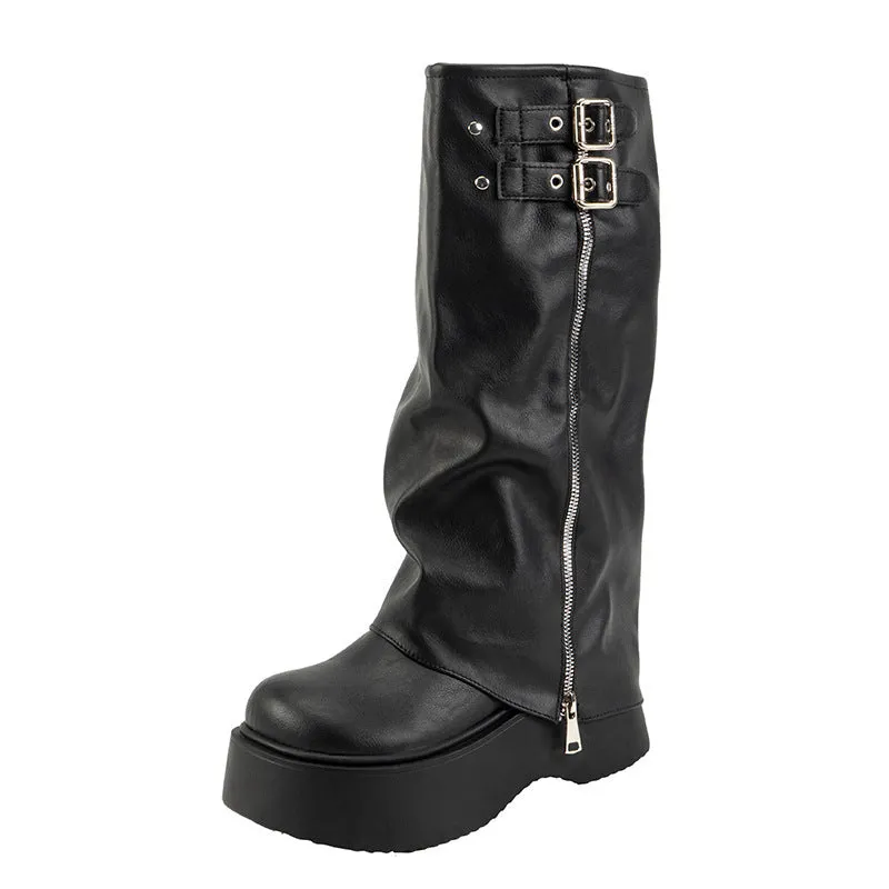 Tillbuy Platform Trouser Boots
