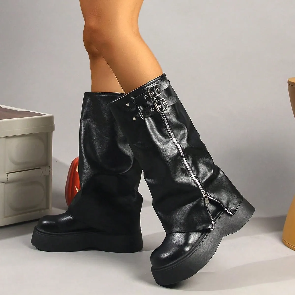 Tillbuy Platform Trouser Boots
