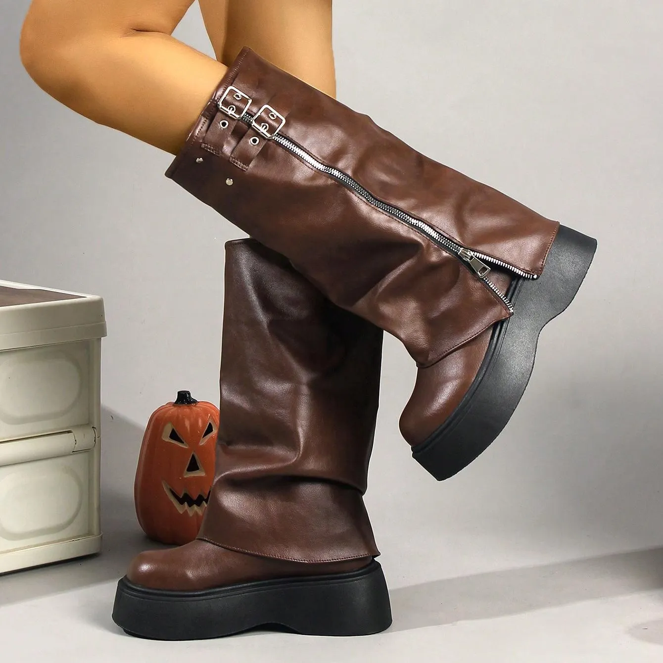 Tillbuy Platform Trouser Boots