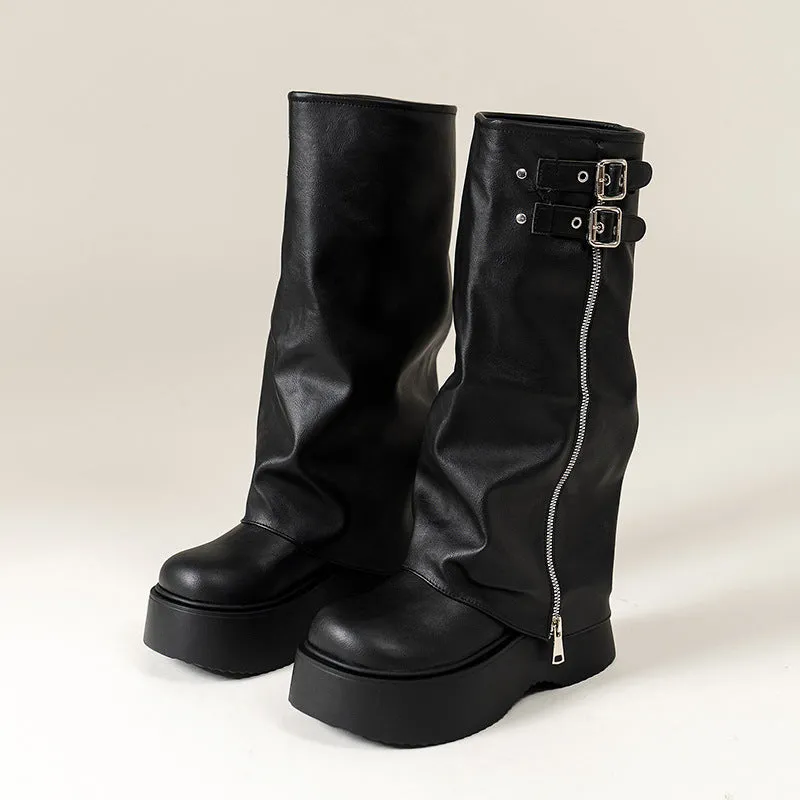 Tillbuy Platform Trouser Boots