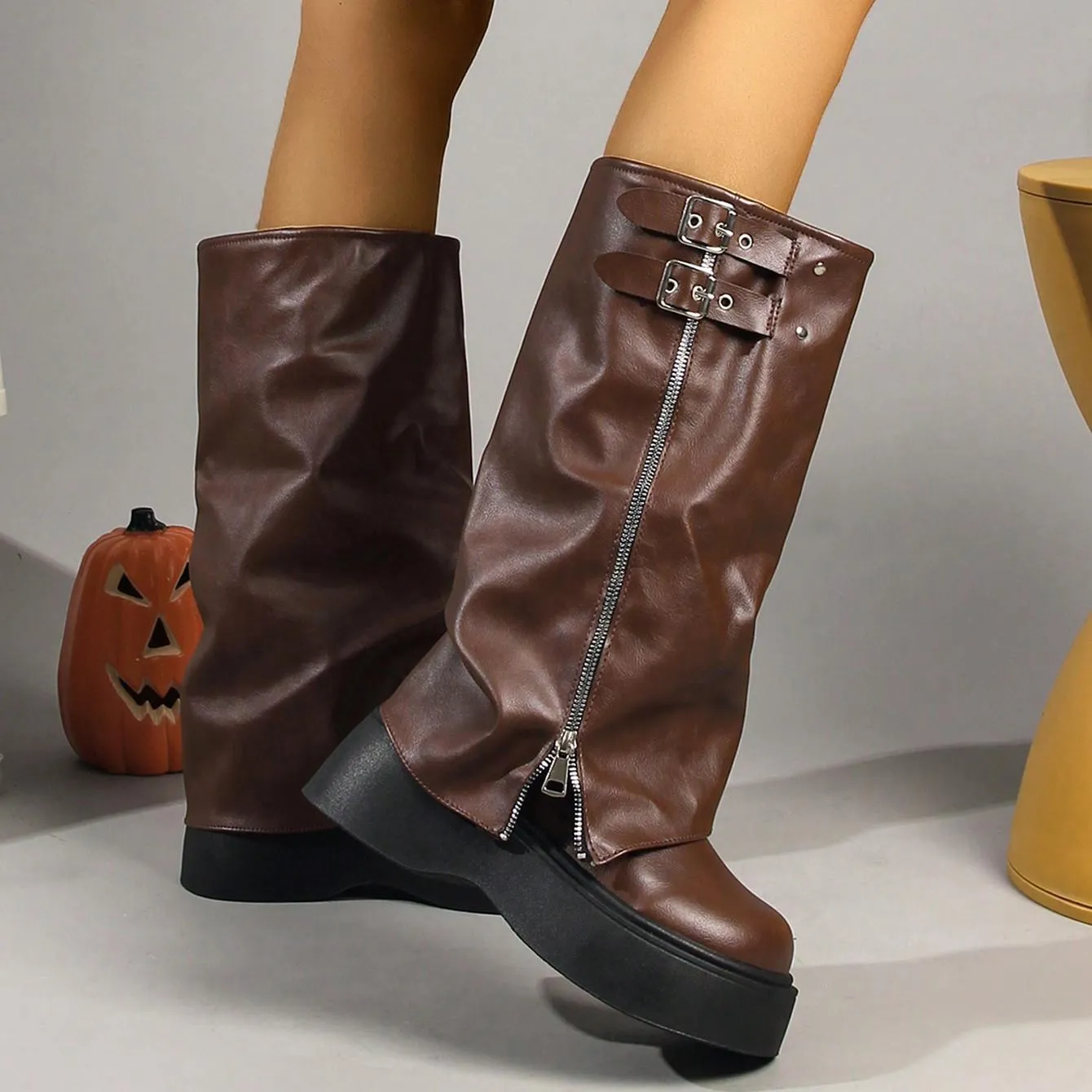 Tillbuy Platform Trouser Boots