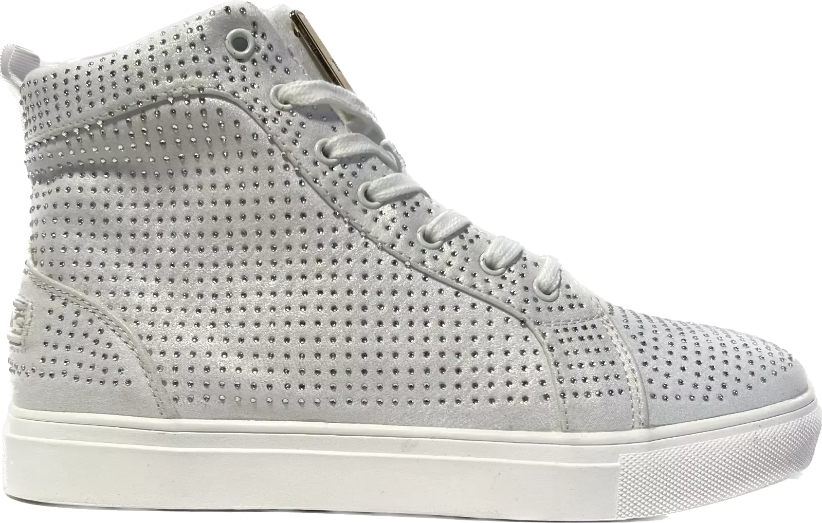 Travel Fox Men's White and Silver Rhinestone Nappa Leather High Top Sneakers 9210 07