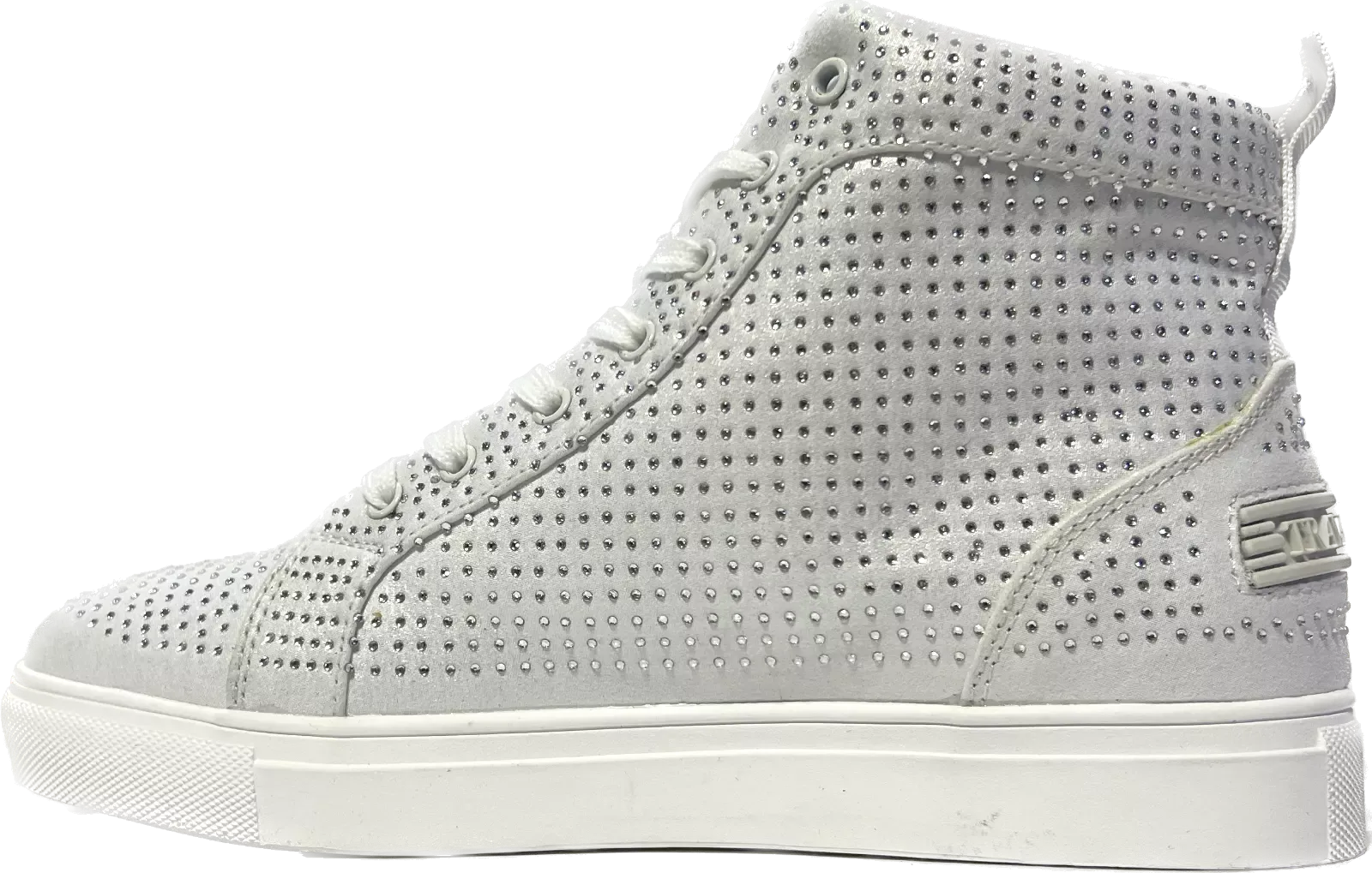 Travel Fox Men's White and Silver Rhinestone Nappa Leather High Top Sneakers 9210 07