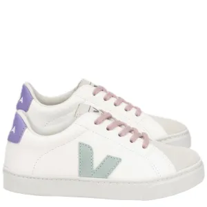 Veja Kid's Sneakers Esplar Laces Chromefree Leather - White, Matcha, Lavender