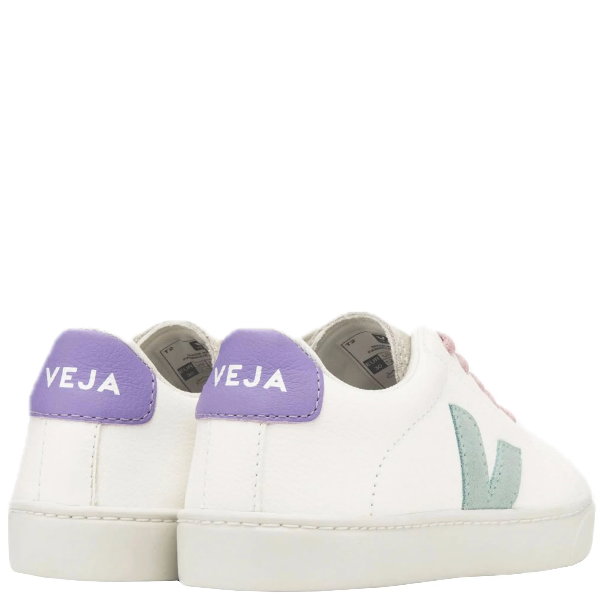 Veja Kid's Sneakers Esplar Laces Chromefree Leather - White, Matcha, Lavender