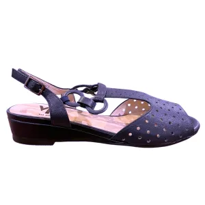 Via Nova JIVE Navy Leather Wedge Sandal