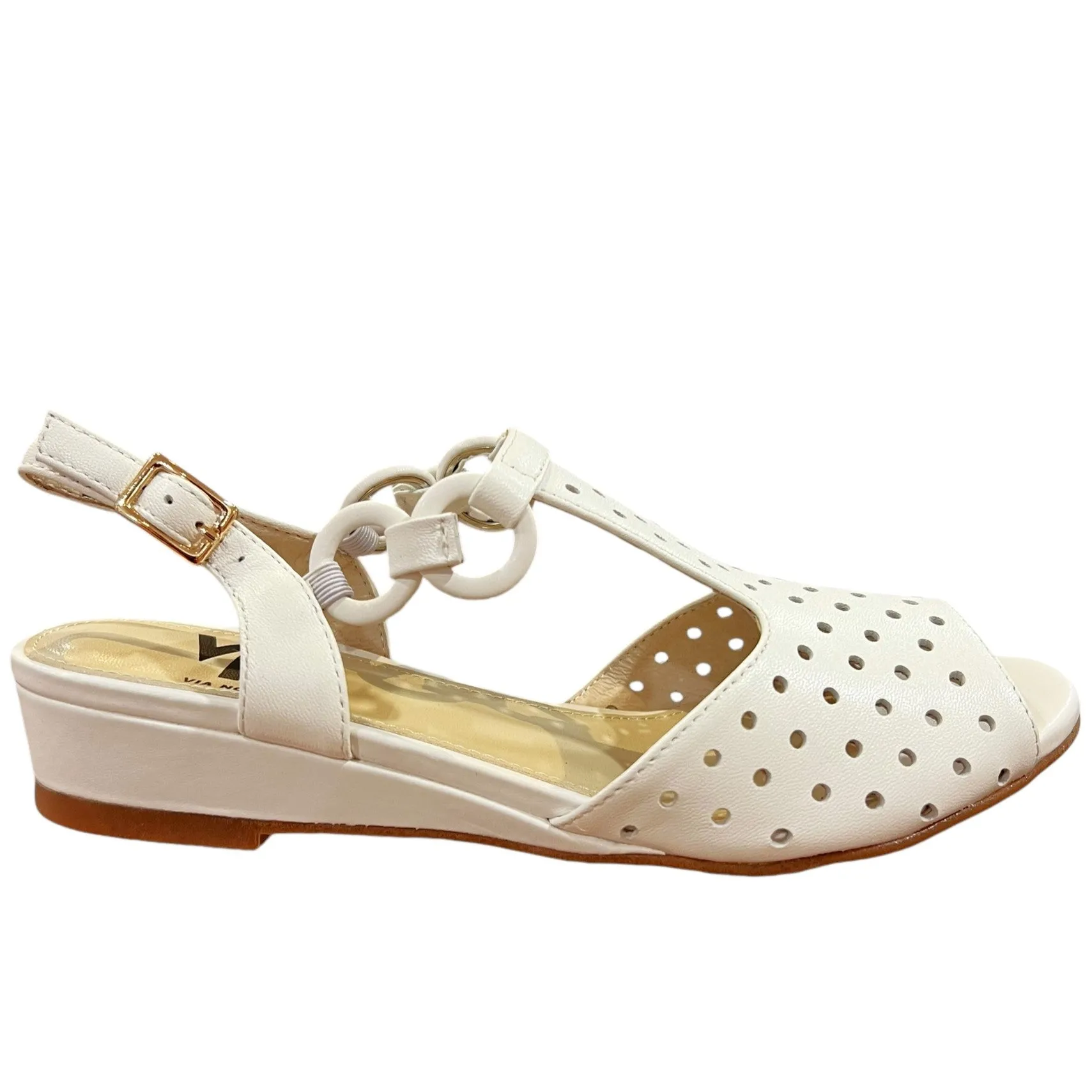 Via Nova JIVE Navy Leather Wedge Sandal