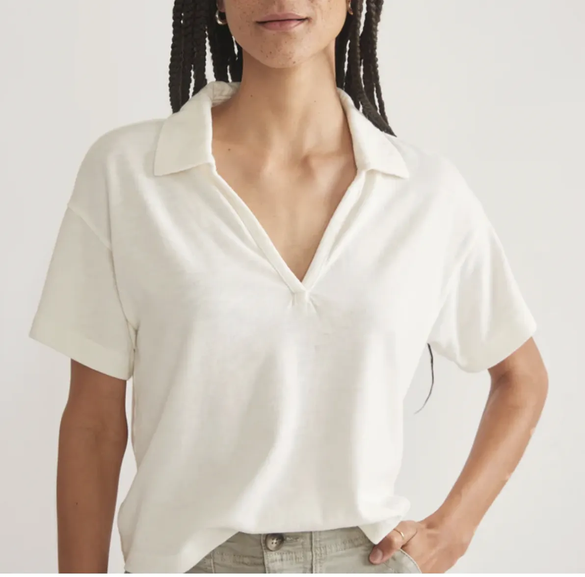 Vintage Slub Polo Tee - Vintage White