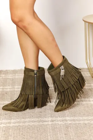 Wallen Tassel Wedge Heel Ankle Booties