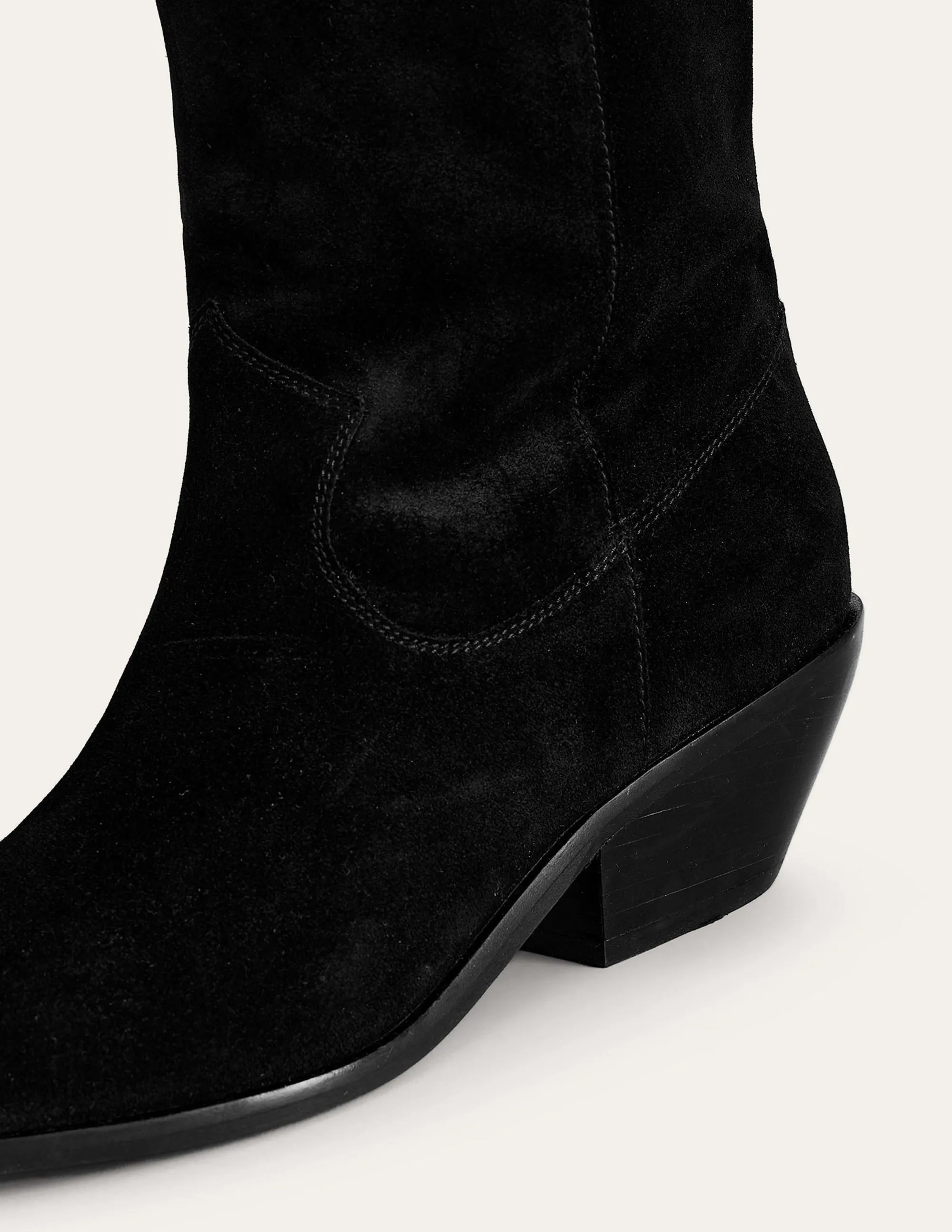 Western Knee High Boots-Black Suede