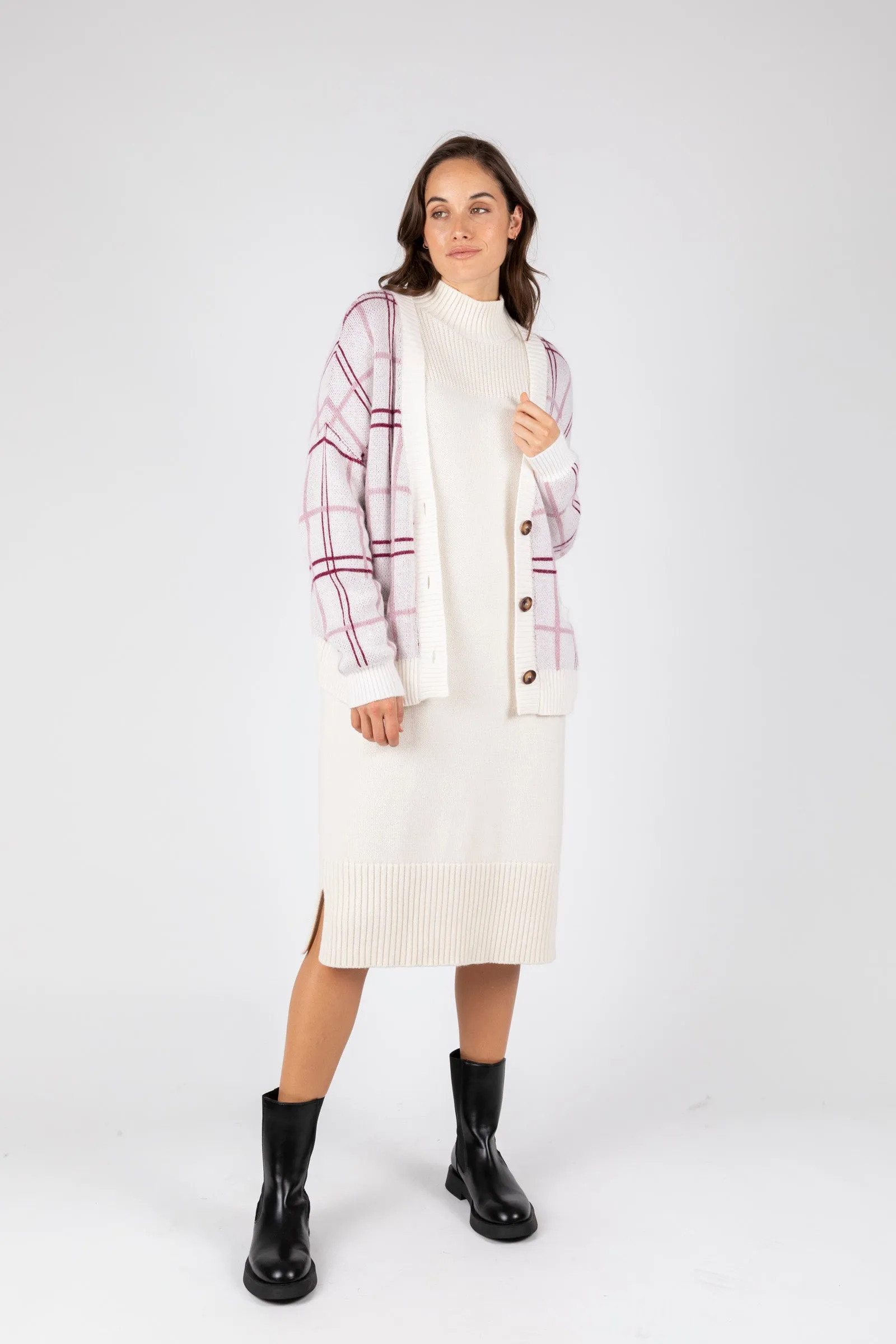 Willow Rib Panel Knit Dress - Ivory