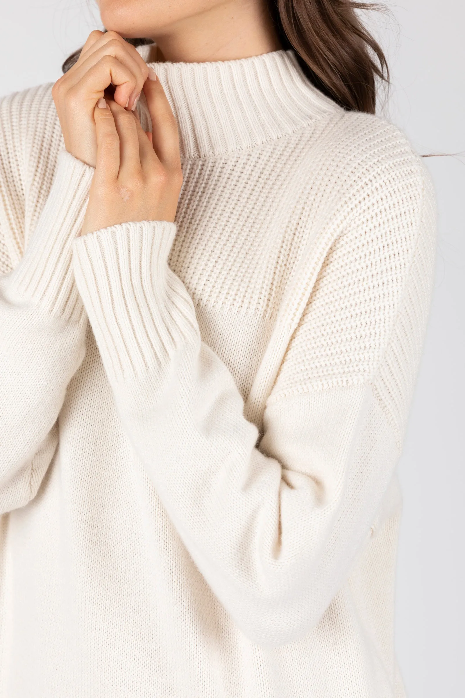 Willow Rib Panel Knit Dress - Ivory