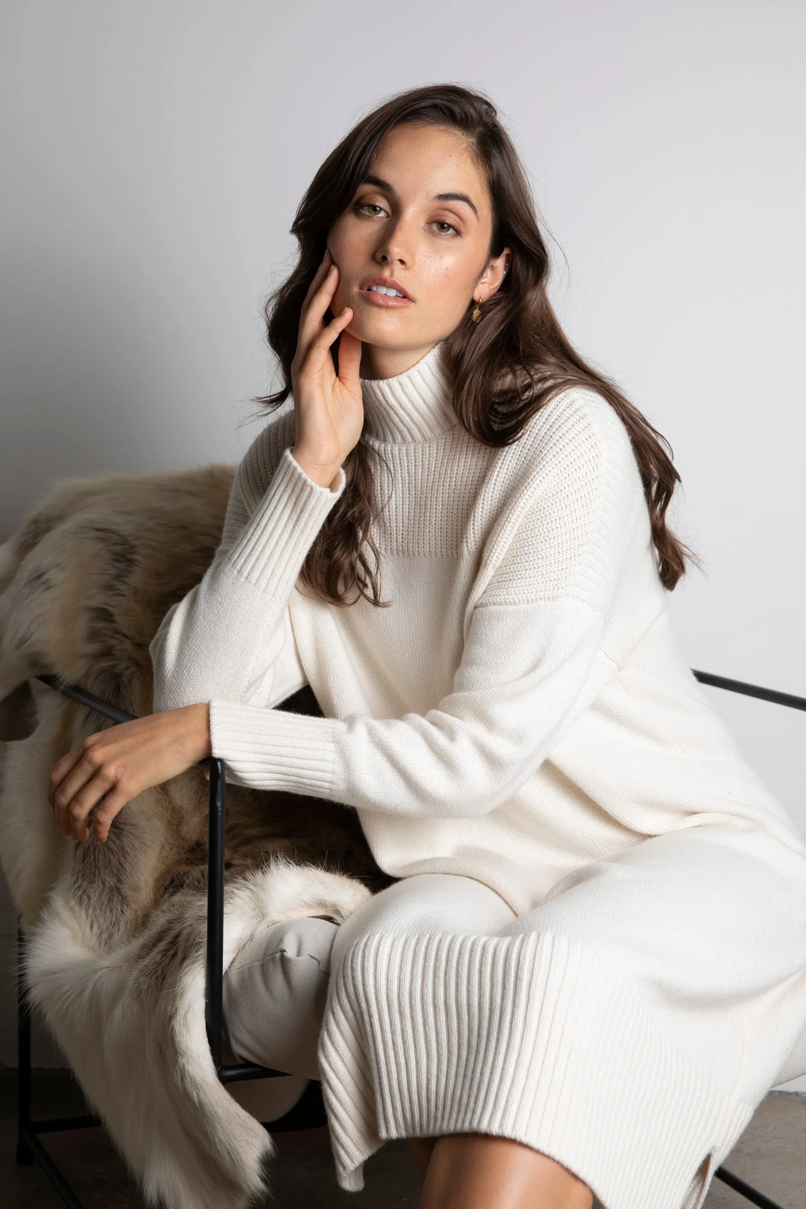 Willow Rib Panel Knit Dress - Ivory