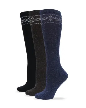 Wise Blend Ladies Angora Flower Knee High Socks 1 Pair Pack