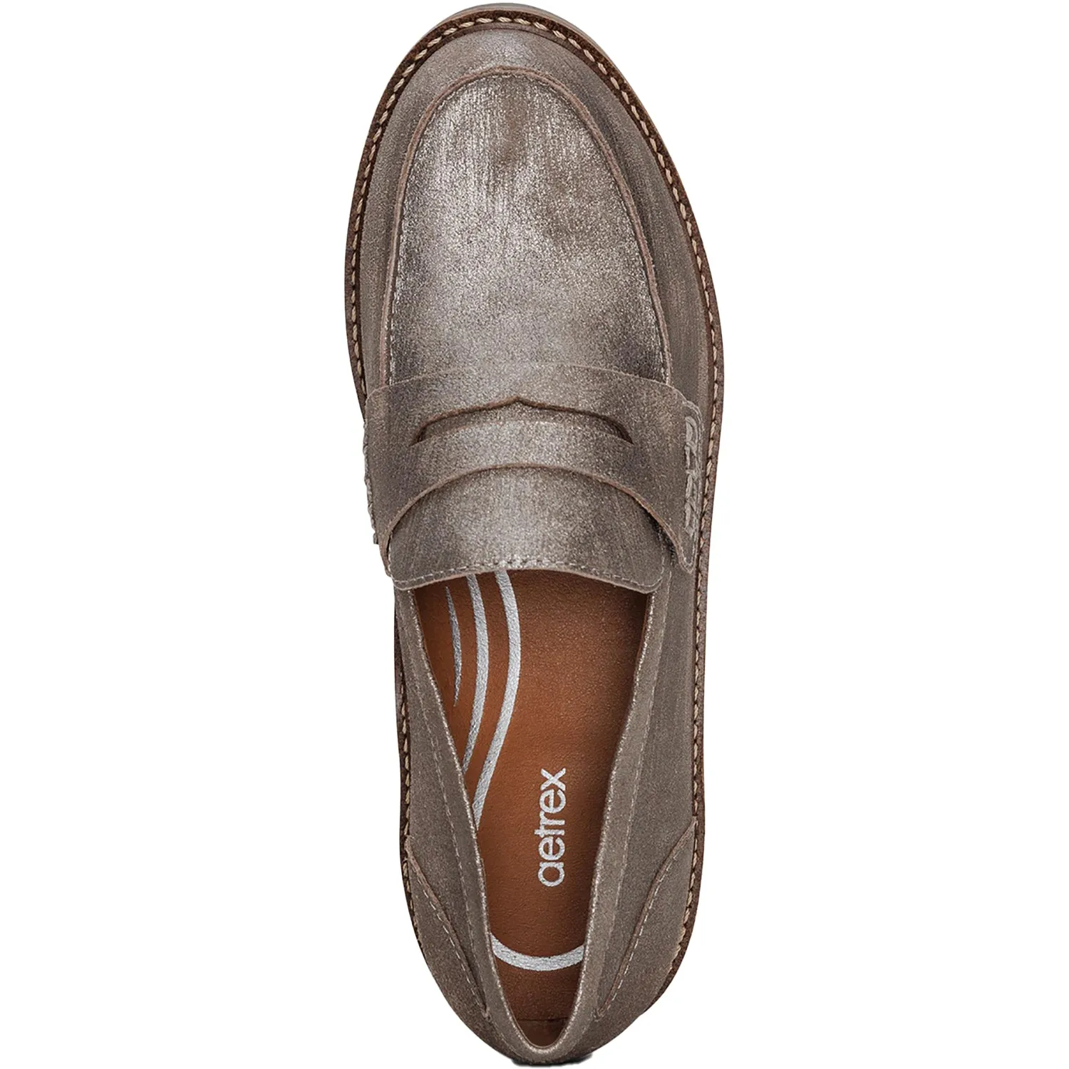 Women's Aetrex Collette Brushed Silver Leather