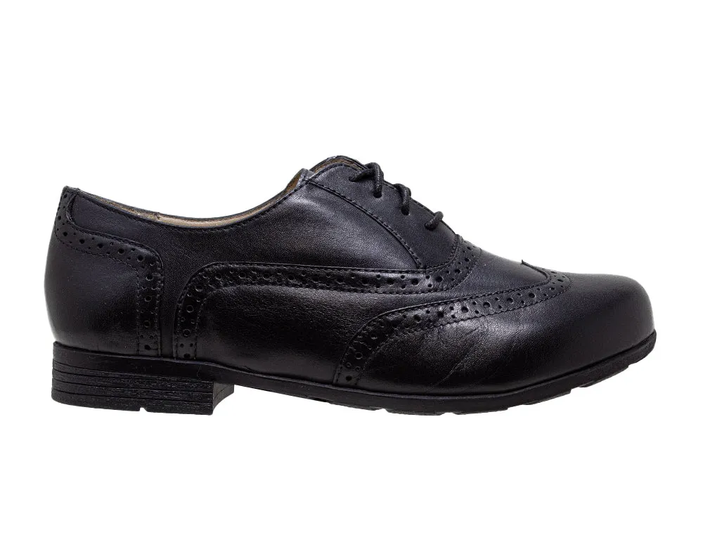 Womens Wide Fit Falmer Black Leather Lace-up Shoes
