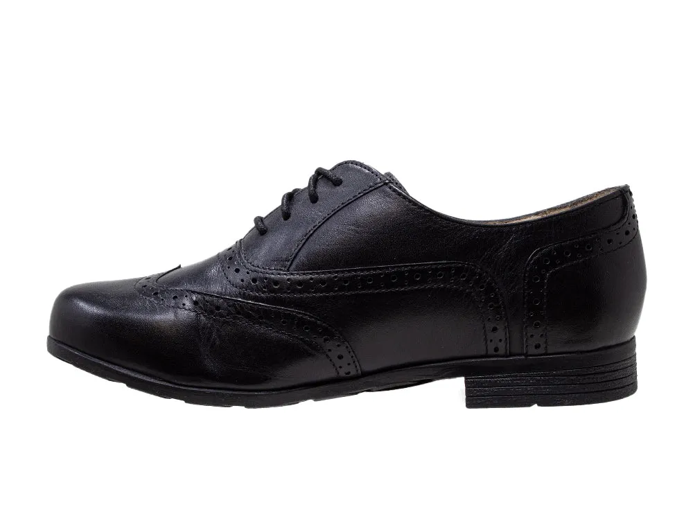 Womens Wide Fit Falmer Black Leather Lace-up Shoes