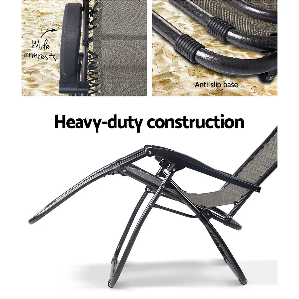 Zero Gravity Recliner Chairs Outdoor Sun Lounge Beach Chair Camping Beige