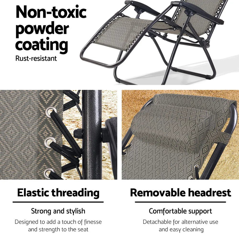 Zero Gravity Recliner Chairs Outdoor Sun Lounge Beach Chair Camping Beige