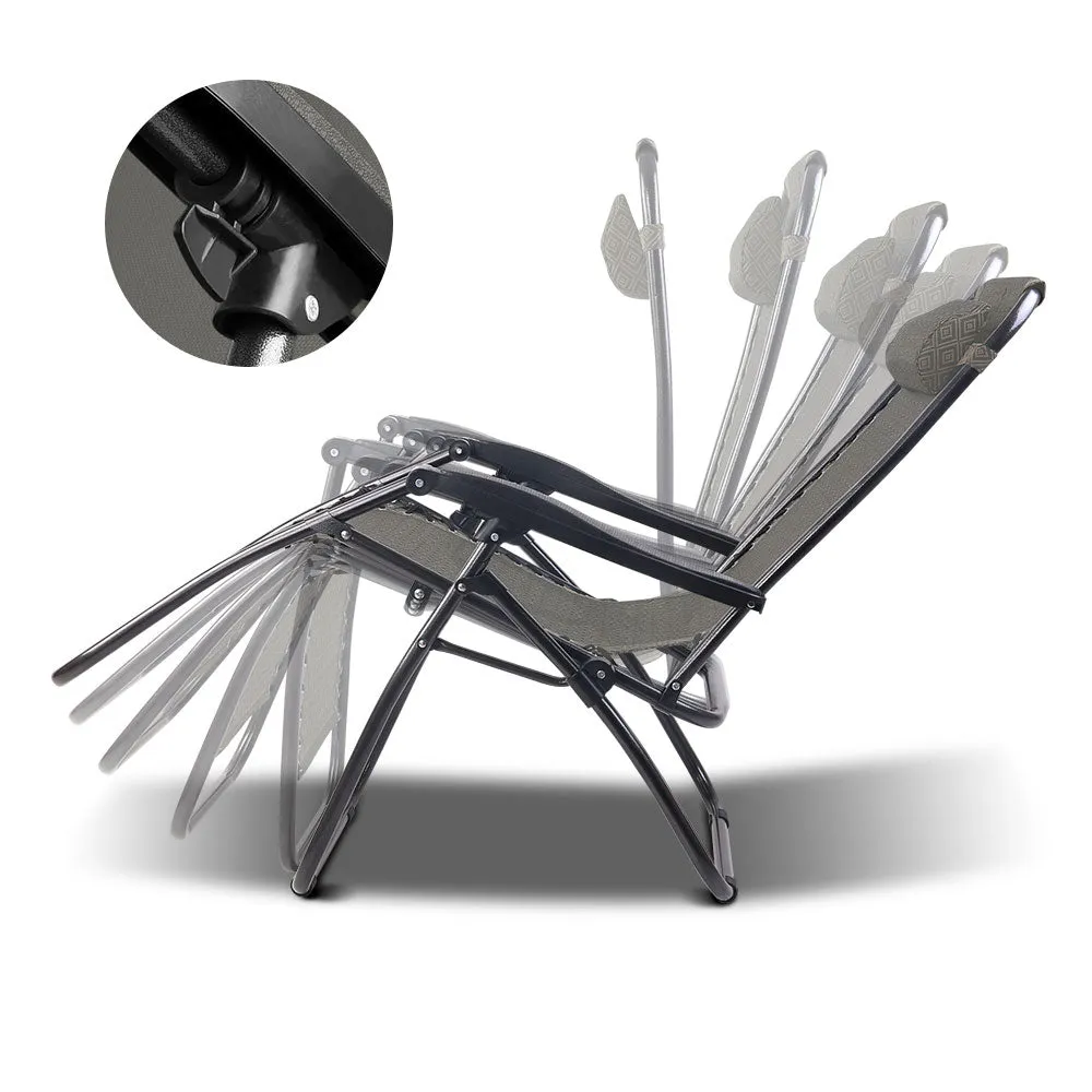 Zero Gravity Recliner Chairs Outdoor Sun Lounge Beach Chair Camping Beige