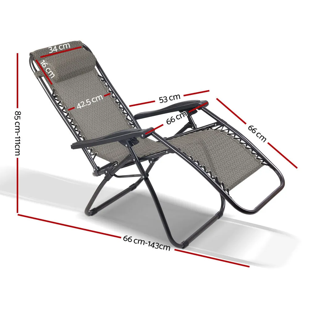 Zero Gravity Recliner Chairs Outdoor Sun Lounge Beach Chair Camping Beige