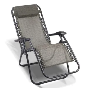 Zero Gravity Recliner Chairs Outdoor Sun Lounge Beach Chair Camping Beige