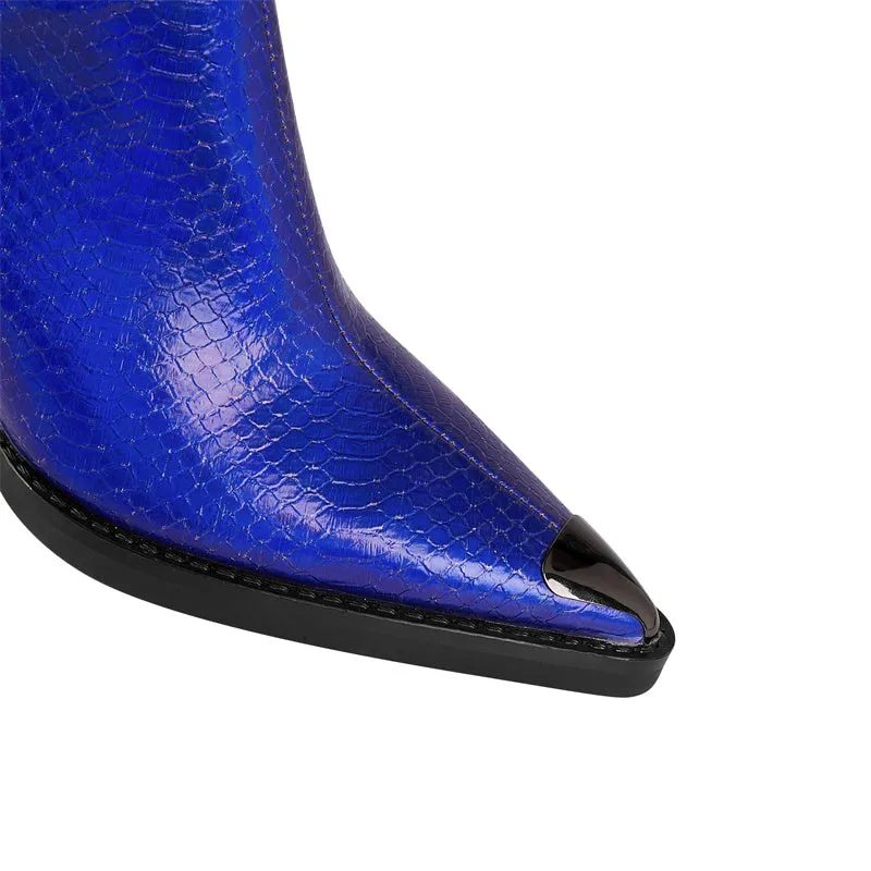 Zyah Blue Western Knee High Boots